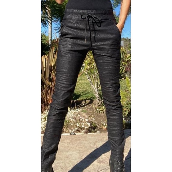 Bevy Flog Shely Black Python Drawstring Pants (Sz 24) Snake Print - Picture 2 of 15